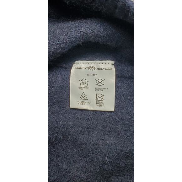 Brandy Melville Sweater Womens OS Navy Crop Cardigan Button Wool Cashmere C26-30 - Picture 7 of 10